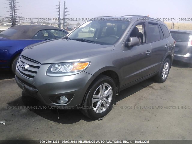 5XYZKDAG5CG145991 - 2012 HYUNDAI SANTA FE LIMITED GRAY photo 2