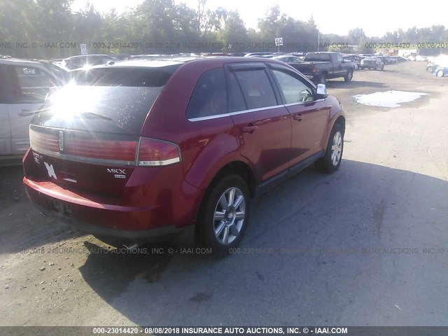 2LMDU88C57BJ25278 - 2007 LINCOLN MKX RED photo 4