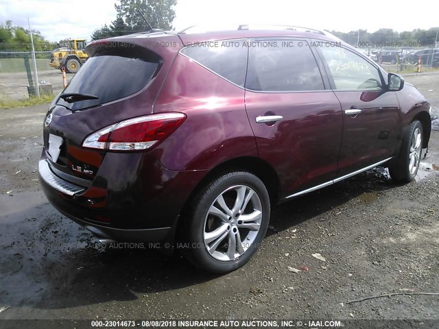 JN8AZ1MW2BW179953 - 2011 NISSAN MURANO S/SL/LE MAROON photo 4