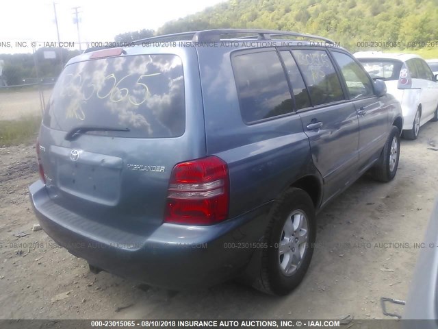 JTEHF21A620096753 - 2002 TOYOTA HIGHLANDER LIMITED BLUE photo 4