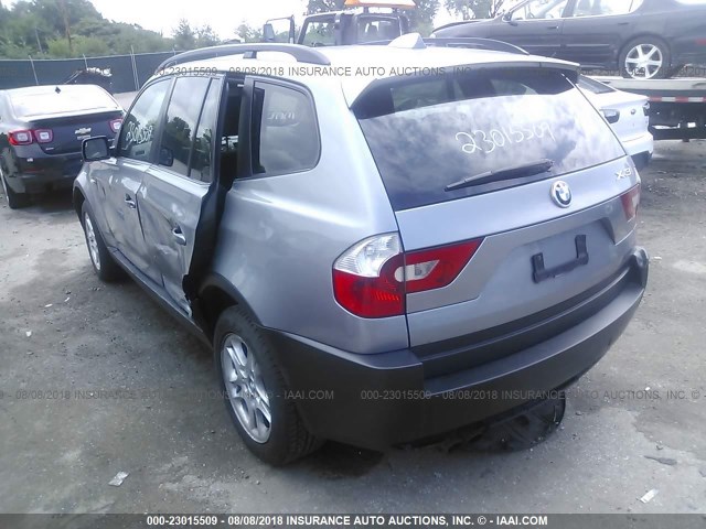 WBXPA73414WC43263 - 2004 BMW X3 2.5I GRAY photo 3