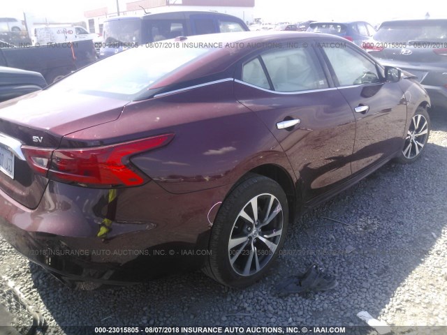 1N4AA6AP2HC417281 - 2017 NISSAN MAXIMA 3.5S/SV/SL/SR/PLAT MAROON photo 4