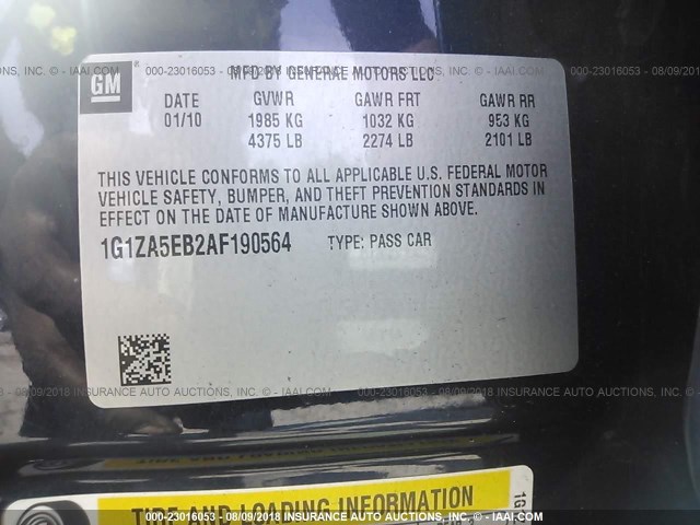 1G1ZA5EB2AF190564 - 2010 CHEVROLET MALIBU LS 深蓝色 照片 9