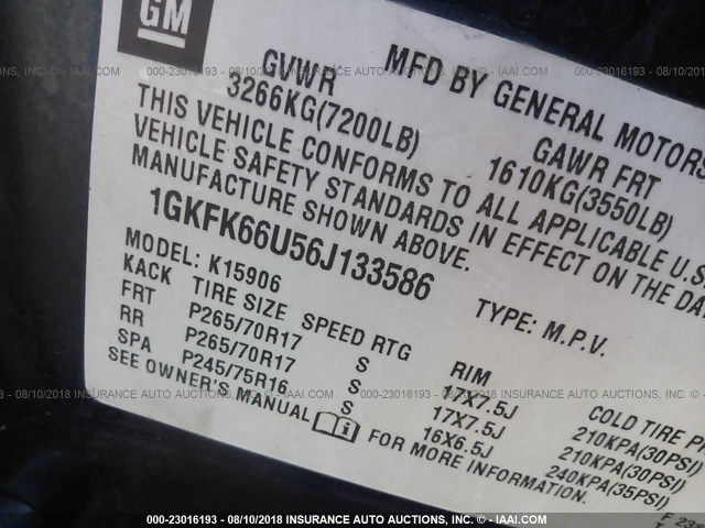 1GKFK66U56J133586 - 2006 GMC YUKON XL DENALI Dark Blue photo 9