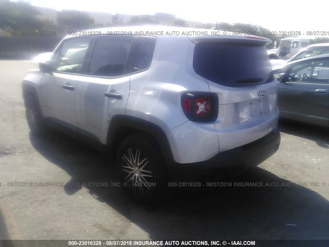 ZACCJAAB7HPF30603 - 2017 JEEP RENEGADE SPORT Արծաթագույն լուսանկար 3
