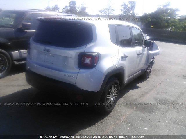 ZACCJAAB7HPF30603 - 2017 JEEP RENEGADE SPORT Արծաթագույն լուսանկար 4