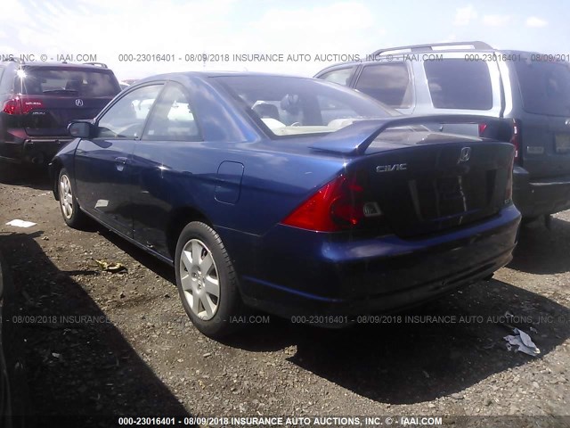 1HGEM22901L105141 - 2001 HONDA CIVIC SI/EX BLUE photo 3