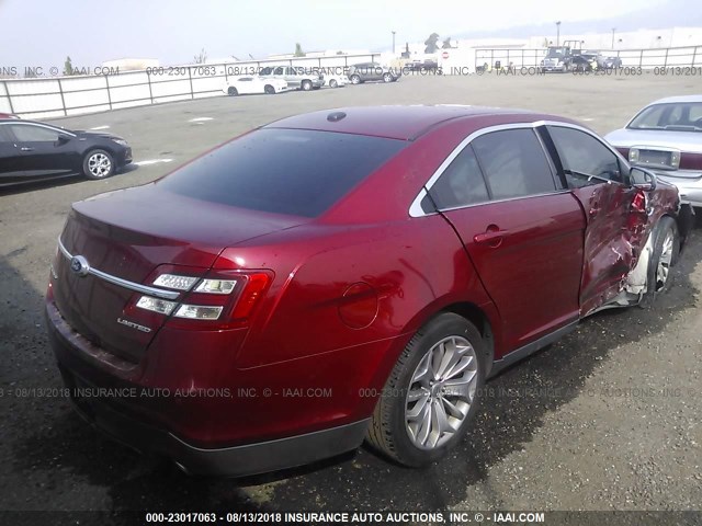 1FAHP2F82EG166838 - 2014 FORD TAURUS LIMITED RED photo 4