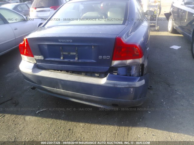 YV1RS61R022179658 - 2002 VOLVO S60 BLUE photo 6