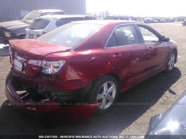 4T1BF1FK2CU573061 - 2012 TOYOTA CAMRY SE/LE/XLE RED photo 4