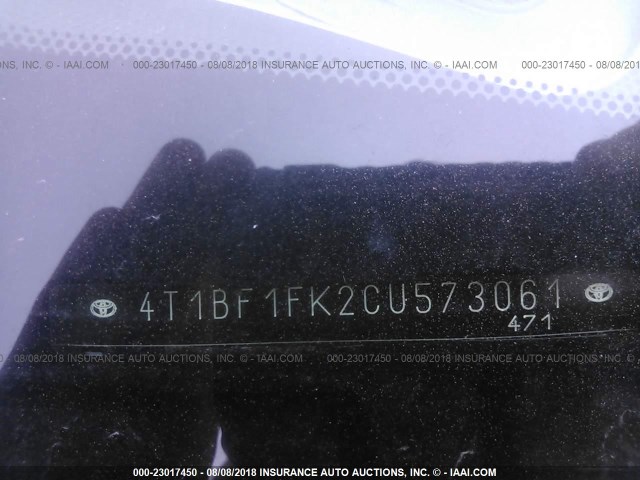 4T1BF1FK2CU573061 - 2012 TOYOTA CAMRY SE/LE/XLE RED photo 9