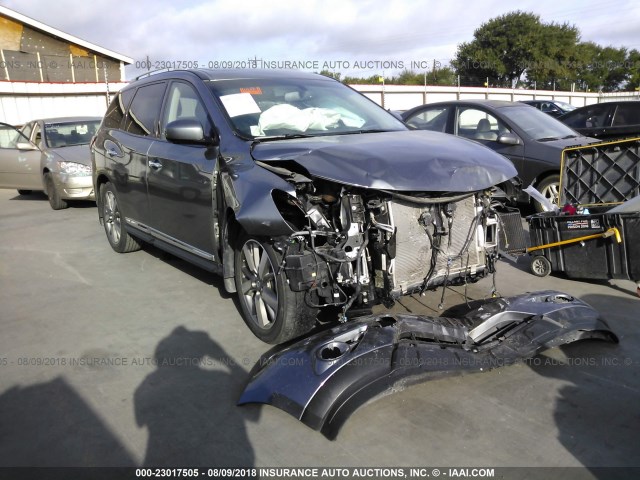 5N1AR2MN8FC664318 - 2015 NISSAN PATHFINDER S/SV/SL/PLATINUM GRAY photo 1