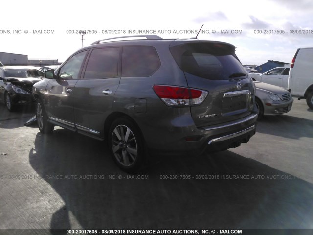 5N1AR2MN8FC664318 - 2015 NISSAN PATHFINDER S/SV/SL/PLATINUM GRAY photo 3