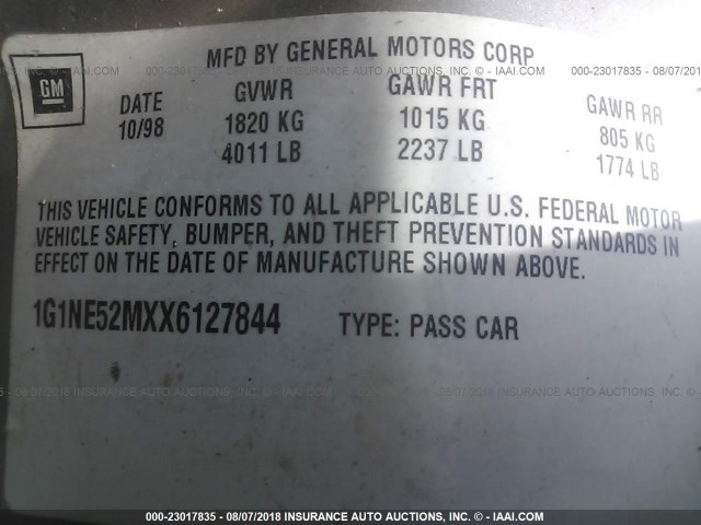 1G1NE52MXX6127844 - 1999 CHEVROLET MALIBU LS 棕色 照片 9