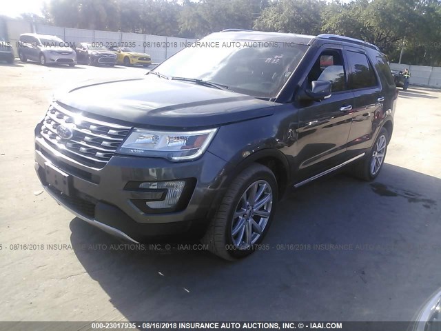 1FM5K8F8XHGB83658 - 2017 FORD EXPLORER LIMITED GRAY photo 2