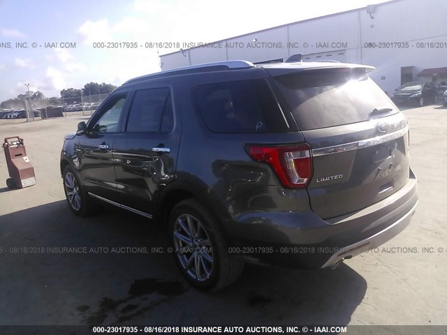 1FM5K8F8XHGB83658 - 2017 FORD EXPLORER LIMITED 灰色 照片 3