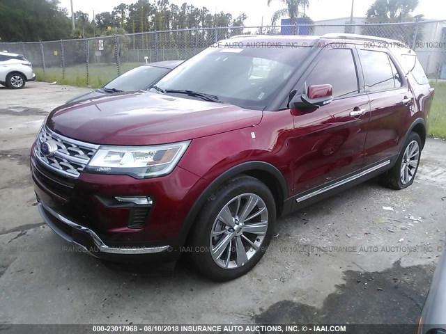 1FM5K7F84JGA21492 - 2018 FORD EXPLORER LIMITED წითელი ფოტო 2