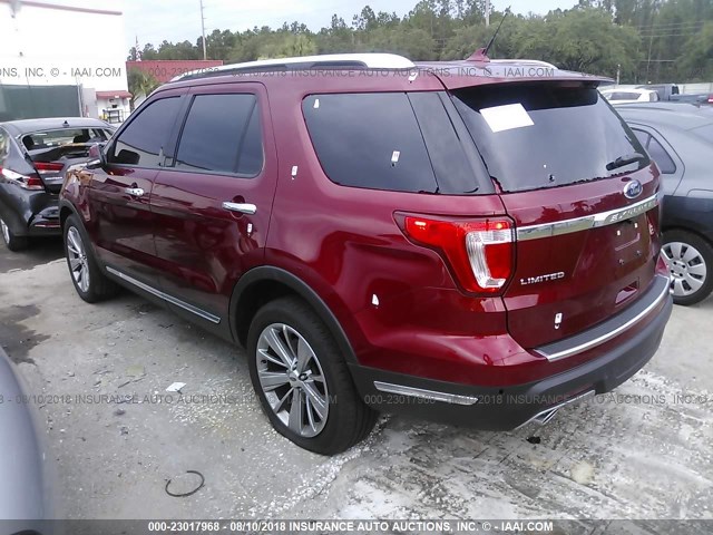 1FM5K7F84JGA21492 - 2018 FORD EXPLORER LIMITED წითელი ფოტო 3