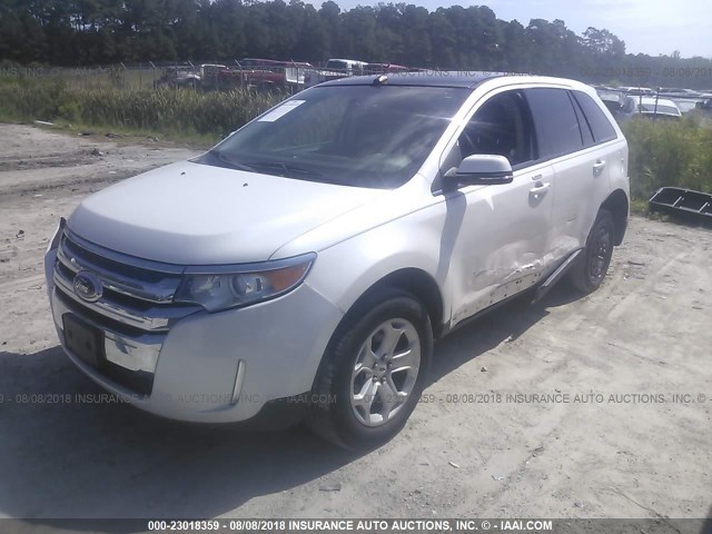 2FMDK4JC5DBE30134 - 2013 FORD EDGE SEL WHITE photo 2