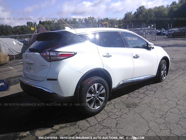 5N1AZ2MH6HN168225 - 2017 NISSAN MURANO S/SL/SV/PLATINUM WHITE photo 4