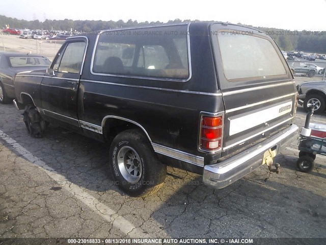 3B4GW12T1GM644461 - 1986 DODGE RAMCHARGER AW-100 BLACK photo 3