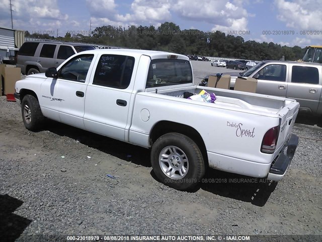 1B7HL2AXX1S325083 - 2001 DODGE DAKOTA QUAD WHITE photo 3