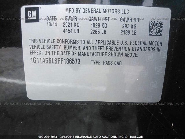 1G11A5SL3FF186573 - 2015 CHEVROLET MALIBU LS Boz foto 9