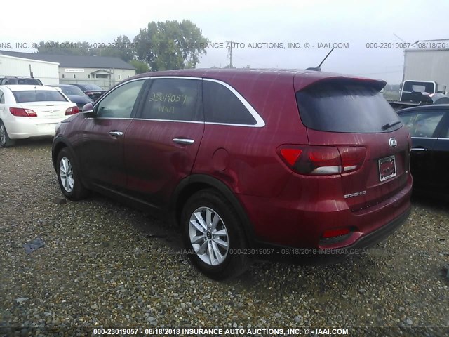 5XYPG4A39KG466517 - 2019 KIA SORENTO LX/L RED photo 3