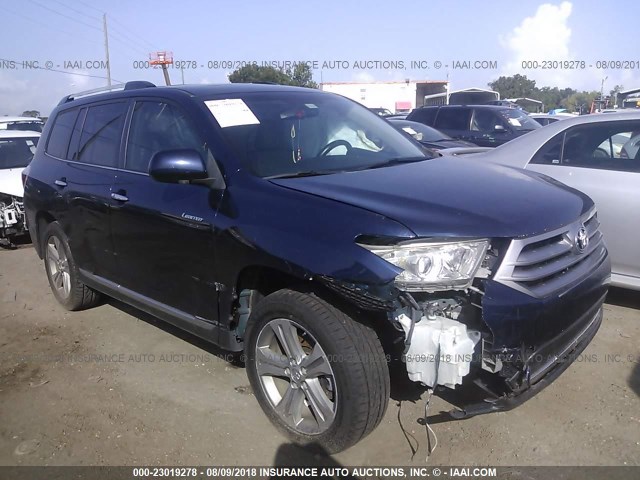 5TDYK3EH2DS100603 - 2013 TOYOTA HIGHLANDER LIMITED BLUE photo 1