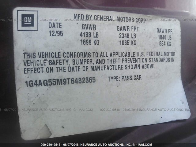 1G4AG55M9T6432365 - 1996 BUICK CENTURY SPECIAL/CUSTOM/LIMITED RED photo 9