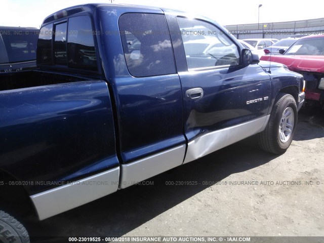 1B7GL22N21S115053 - 2001 DODGE DAKOTA BLUE photo 6