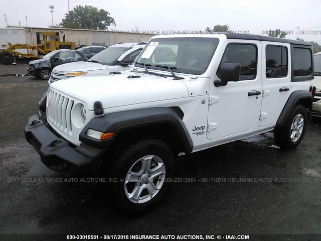 1C4HJXDG7JW147608 - 2018 JEEP WRANGLER UNLIMITE SPORT WHITE photo 2