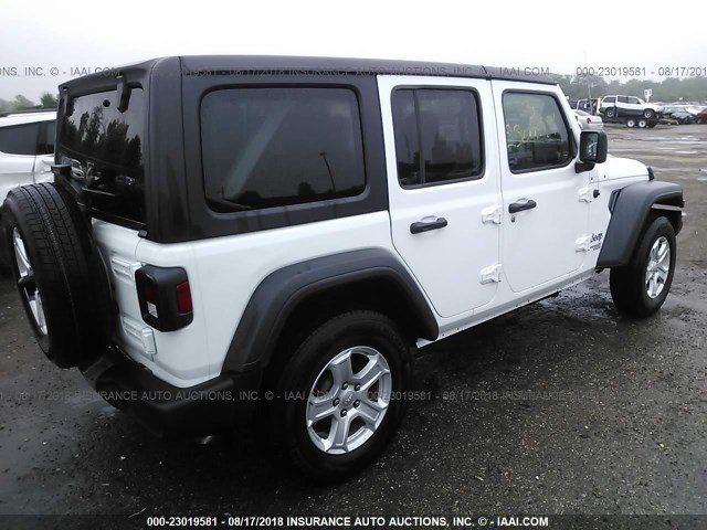 1C4HJXDG7JW147608 - 2018 JEEP WRANGLER UNLIMITE SPORT WHITE photo 4