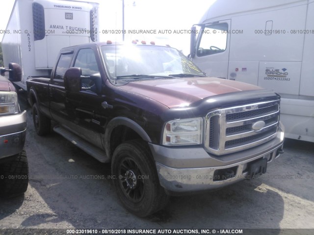 1FTWW31P85EA28631 - 2005 FORD F350 4X4 CREWCAB SRW SUPER DUTY MAROON photo 1