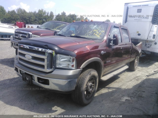 1FTWW31P85EA28631 - 2005 FORD F350 4X4 CREWCAB SRW SUPER DUTY MAROON photo 2