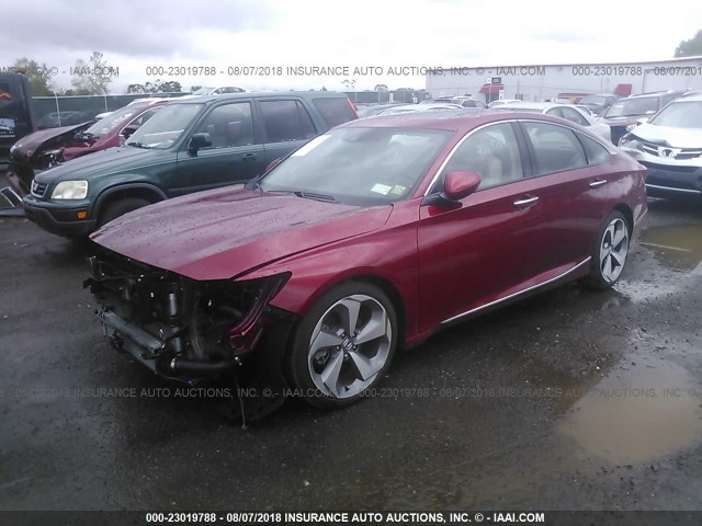 1HGCV1F9XJA033871 - 2018 HONDA ACCORD TOURING RED photo 2