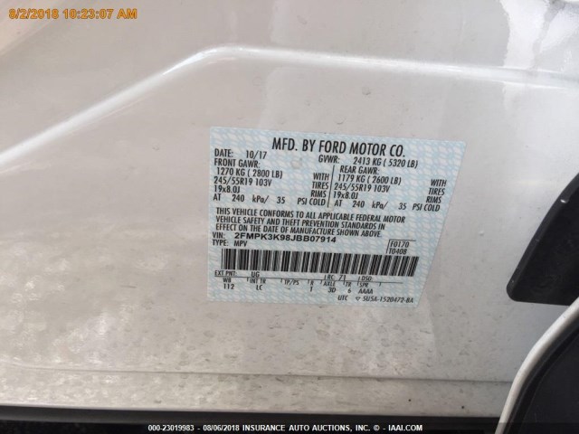 2FMPK3K98JBB07914 - 2018 FORD EDGE TITANIUM WHITE photo 16