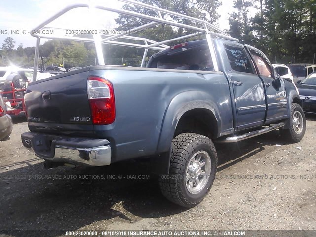 5TBDT44175S487410 - 2005 TOYOTA TUNDRA DOUBLE CAB SR5 BLUE photo 4