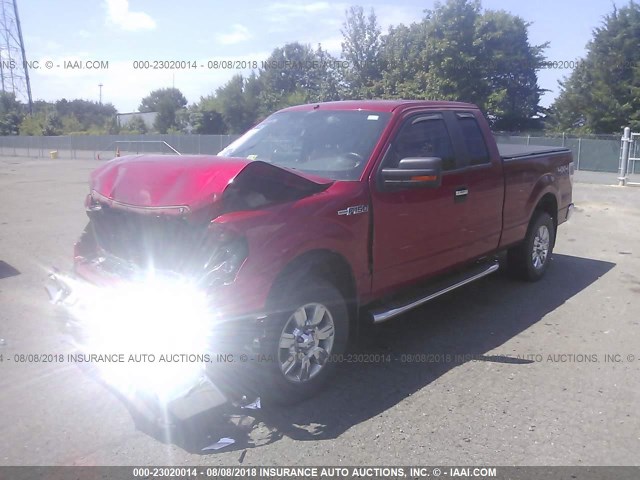 1FTFX1EF8BFB31623 - 2011 FORD F150 SUPER CAB RED photo 2