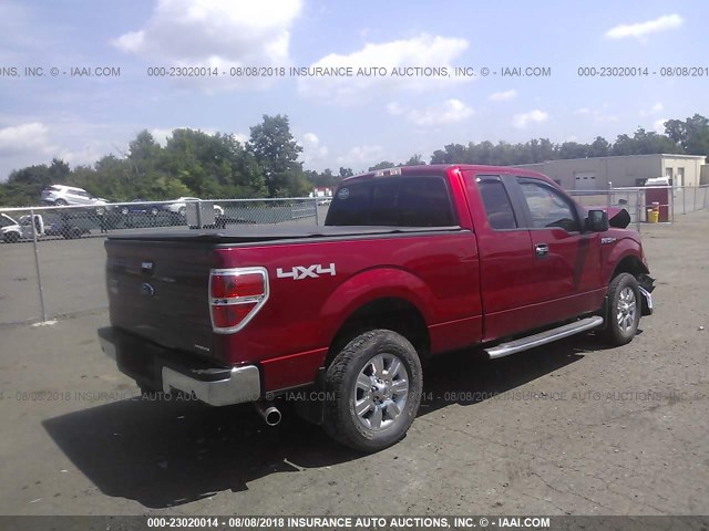 1FTFX1EF8BFB31623 - 2011 FORD F150 SUPER CAB RED photo 4