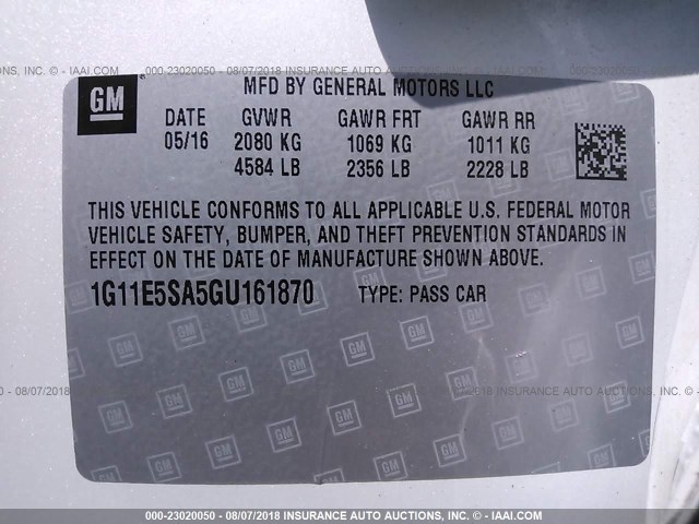 1G11E5SA5GU161870 - 2016 CHEVROLET MALIBU LIMITED LTZ Ağ foto 9