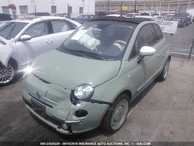 3C3CFFER3FT702089 - 2015 FIAT 500 LOUNGE GREEN photo 2