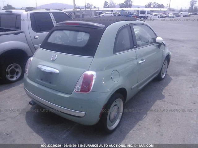 3C3CFFER3FT702089 - 2015 FIAT 500 LOUNGE GREEN photo 4