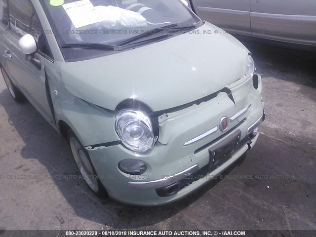 3C3CFFER3FT702089 - 2015 FIAT 500 LOUNGE GREEN photo 6