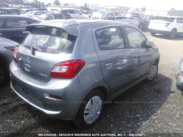 ML32A3HJ7JH009675 - 2018 MITSUBISHI MIRAGE ES SILVER photo 4