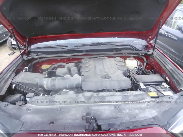 JTEBU5JRXG5280221 - 2016 TOYOTA 4RUNNER SR5 PREM/LTDL/TRAIL/TRD RED photo 10