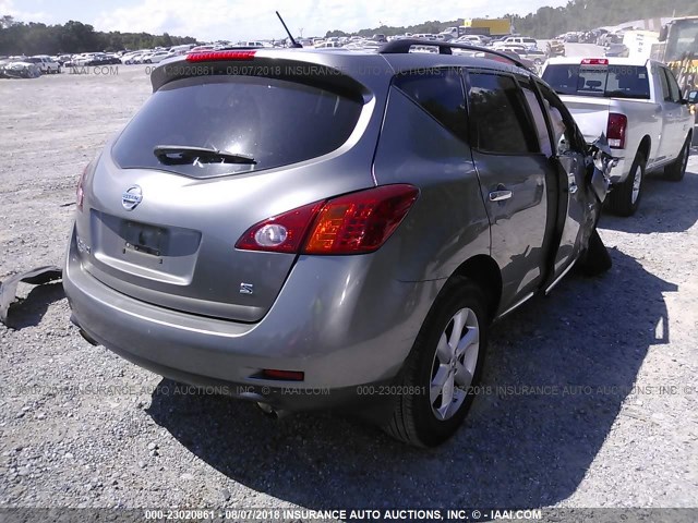 JN8AZ18U19W000336 - 2009 NISSAN MURANO S/SL GRAY photo 4