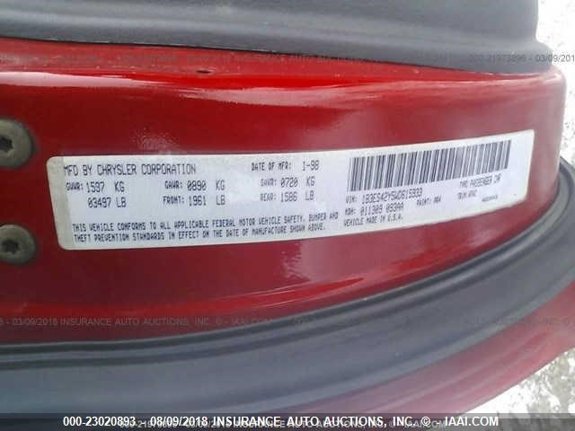 1B3ES42Y5WD615933 - 1998 DODGE NEON HIGHLINE/SPORT/LE/R/T RED photo 9