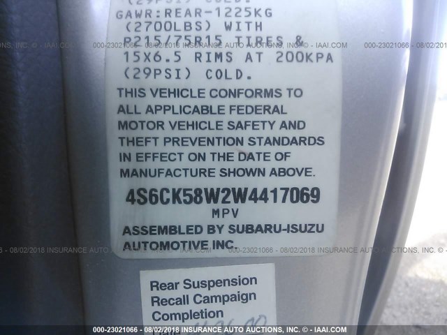 4S6CK58W2W4417069 - 1998 HONDA PASSPORT EX/LX 银色 照片 9