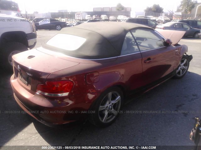 WBAUN1C51DVR00802 - 2013 BMW 128 I BURGUNDY photo 4